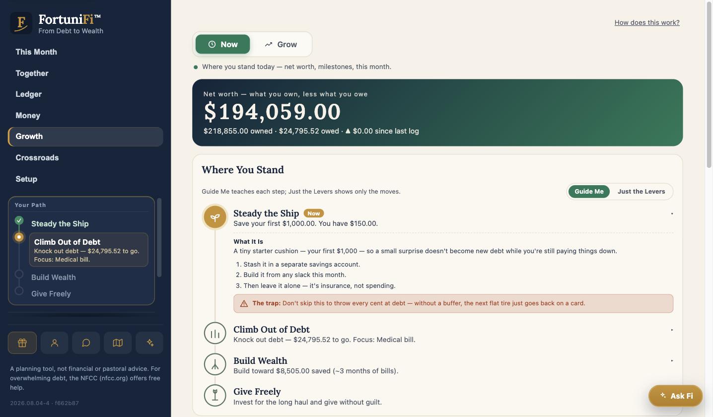 FortuniFi Growth — net worth climbing